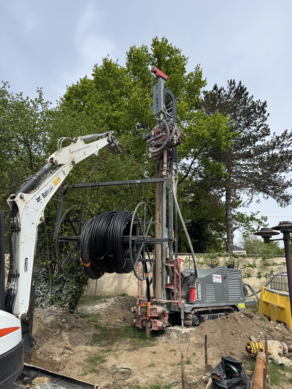 Déroulage de la sonde géothermique